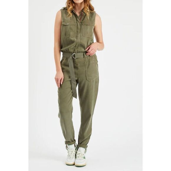 Etienne Marcel Army Green Sleeveless Jumpsuit Romper Women's Medium - Picture 1 of 16